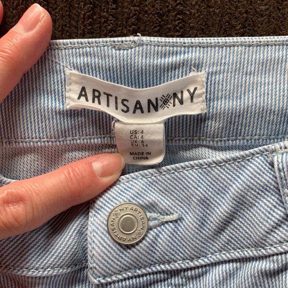 Artisan NY pinstripe ankle pant blue white size 4